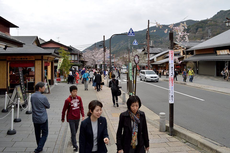 嵐山の竹林と渡月橋